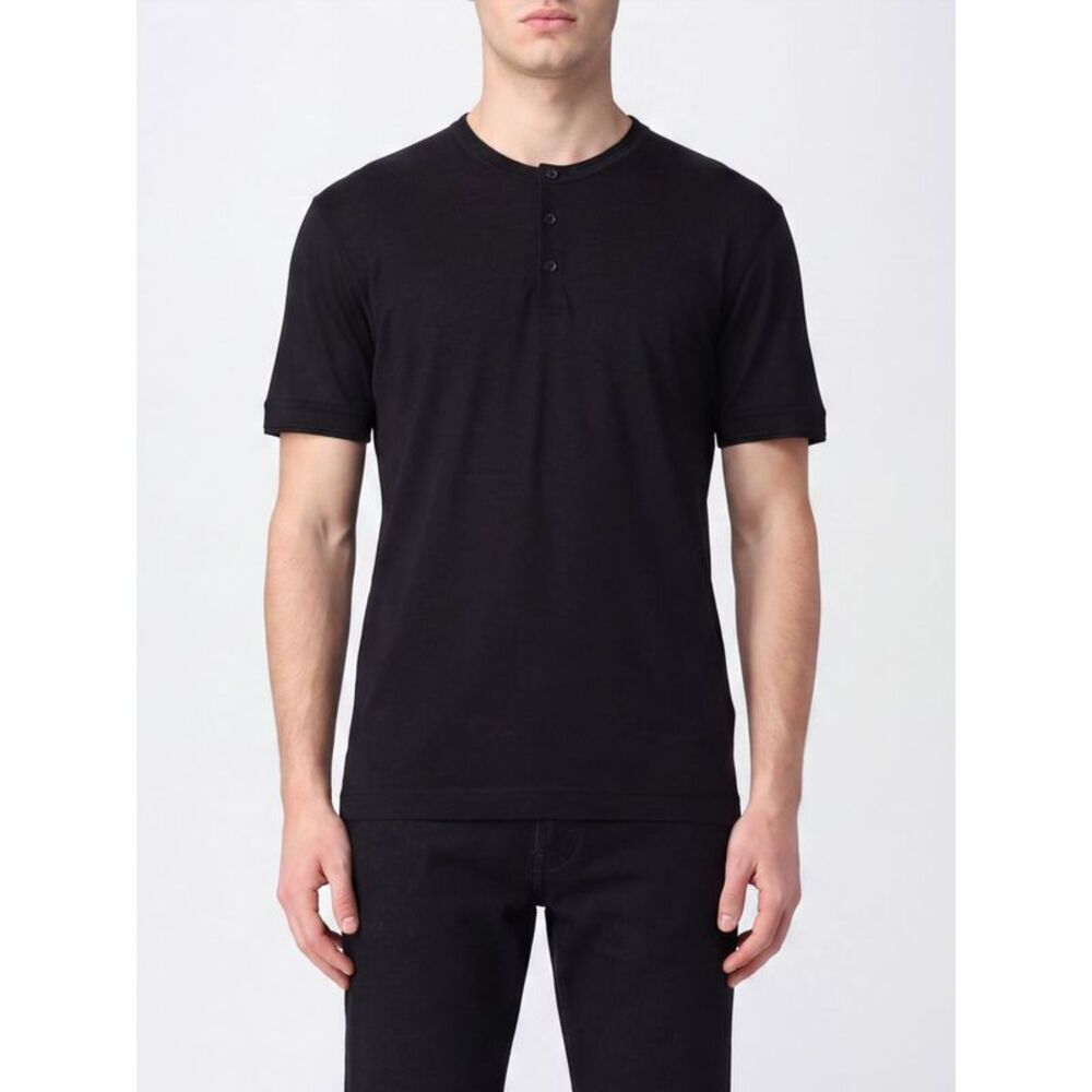 Dolce & Gabbana Men Crewneck Three-Button T-Shirt Dolce & Gabbana In Pure Silk